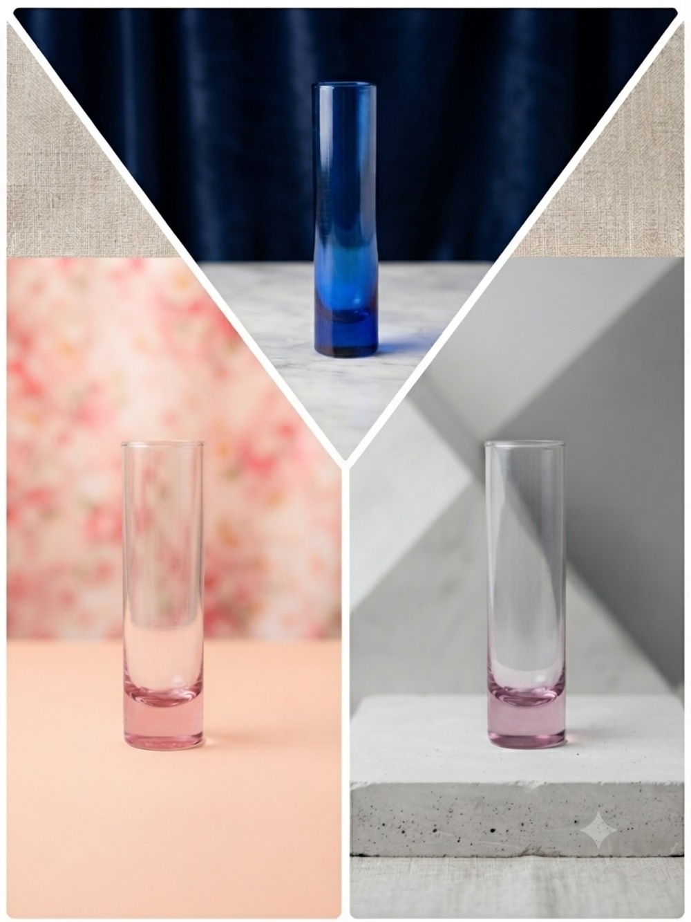 ​Set of 3 Libbey Hand Blown Art Glass Bud Vases - Cobalt Blue & 2 Lavender **